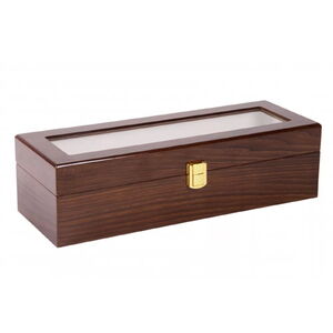 975 Lakkozott barna fa óratartó doboz 6db órának 975 Lakkozott barna fa óratartó doboz 6db órának